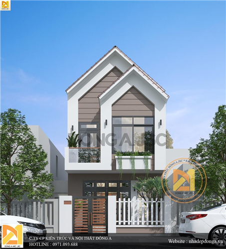 Mẫu nhà phố 2 tầng mặt tiền 5,5m hiện đại phù hợp với gia đình Việt  KTNP-1212