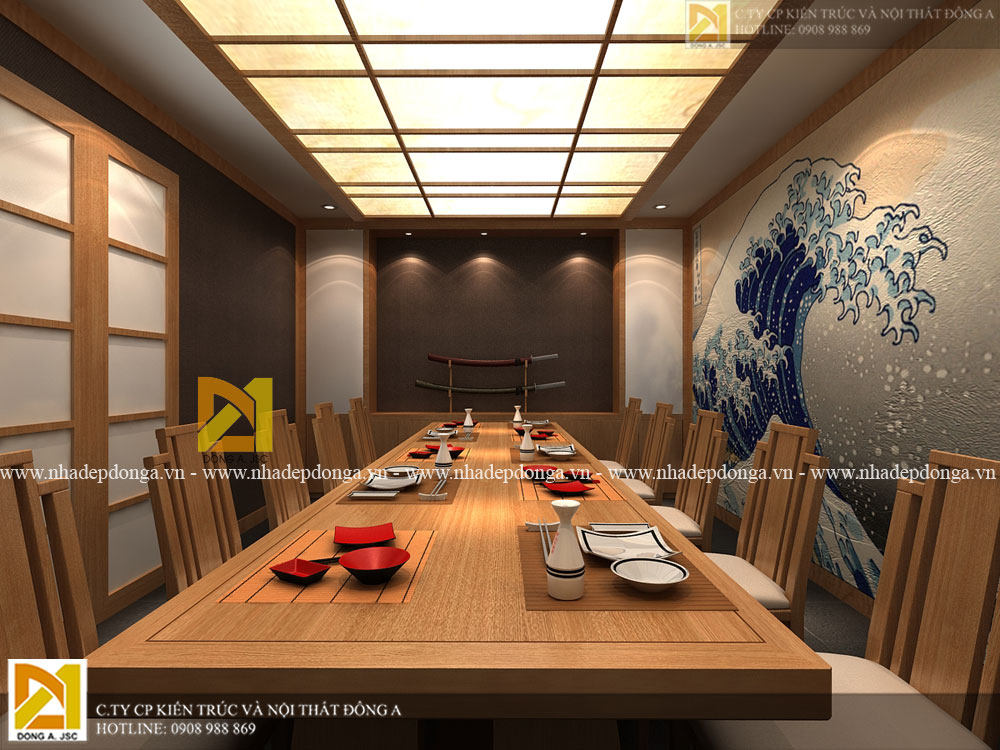 Thiết kế thi công nội thất nhà hàng Nhật Bản