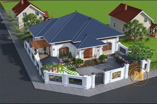 Mẫu biệt thự 1 tầng tân cổ điển ở Nghệ An